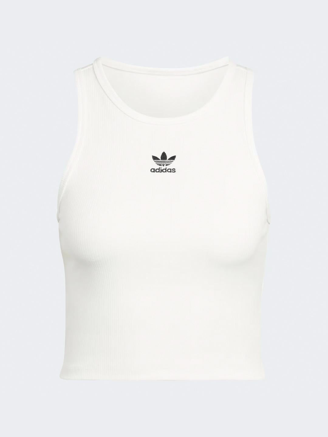 Adidas canotta bianco a coste crop