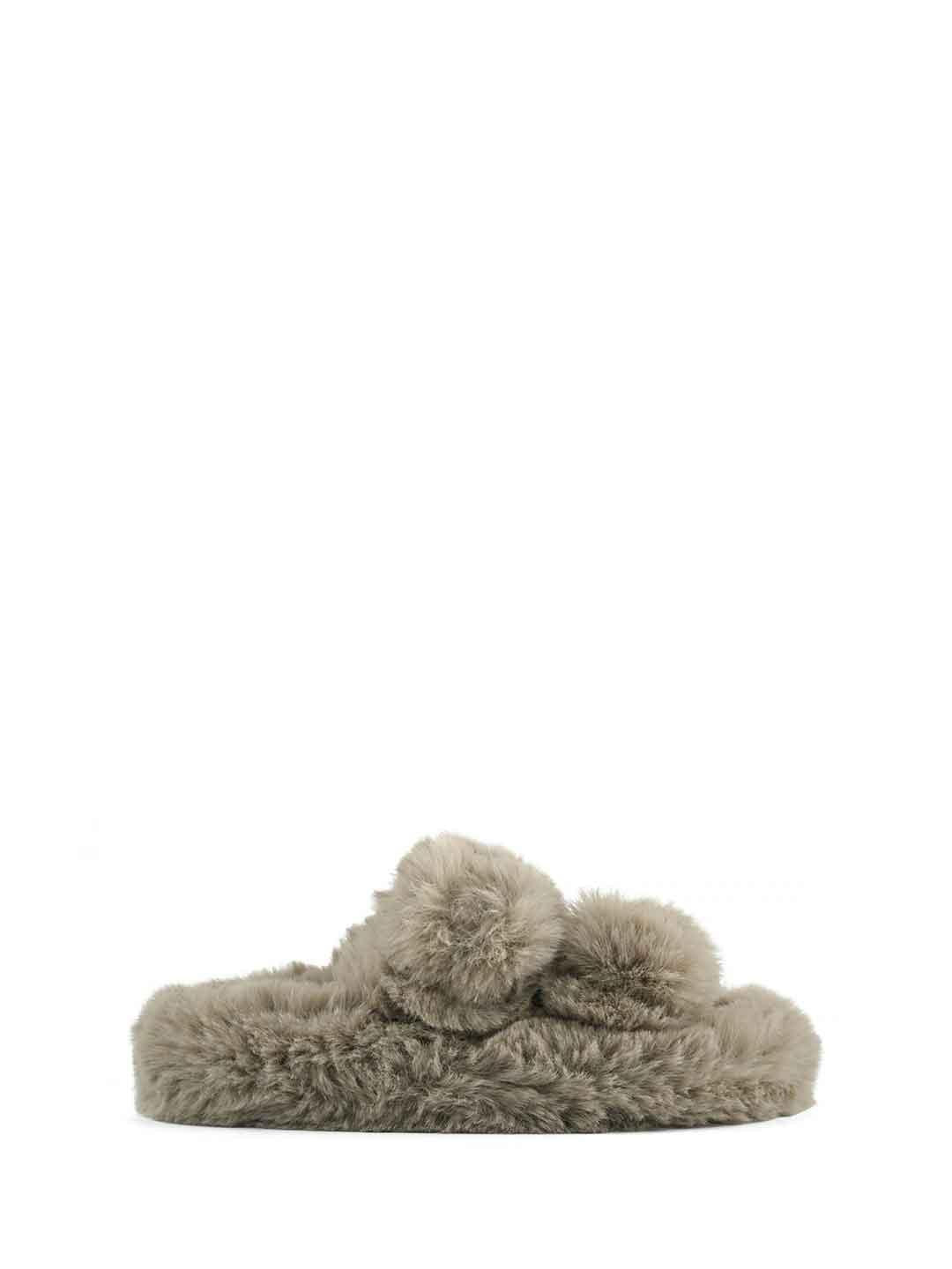 Colors Of California sandali beige con pelliccia