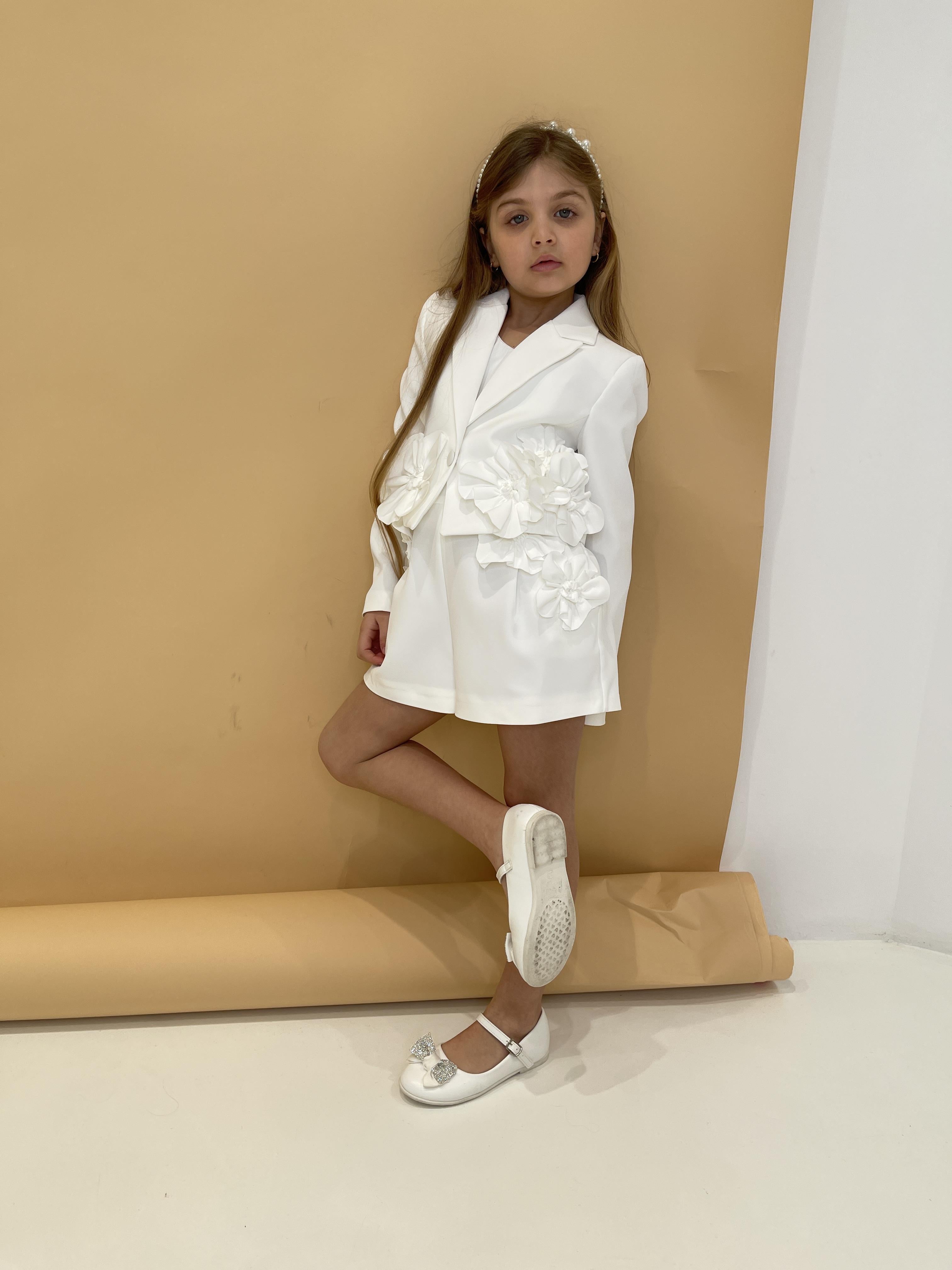Fun & Fun tuta kids bianco con fiori