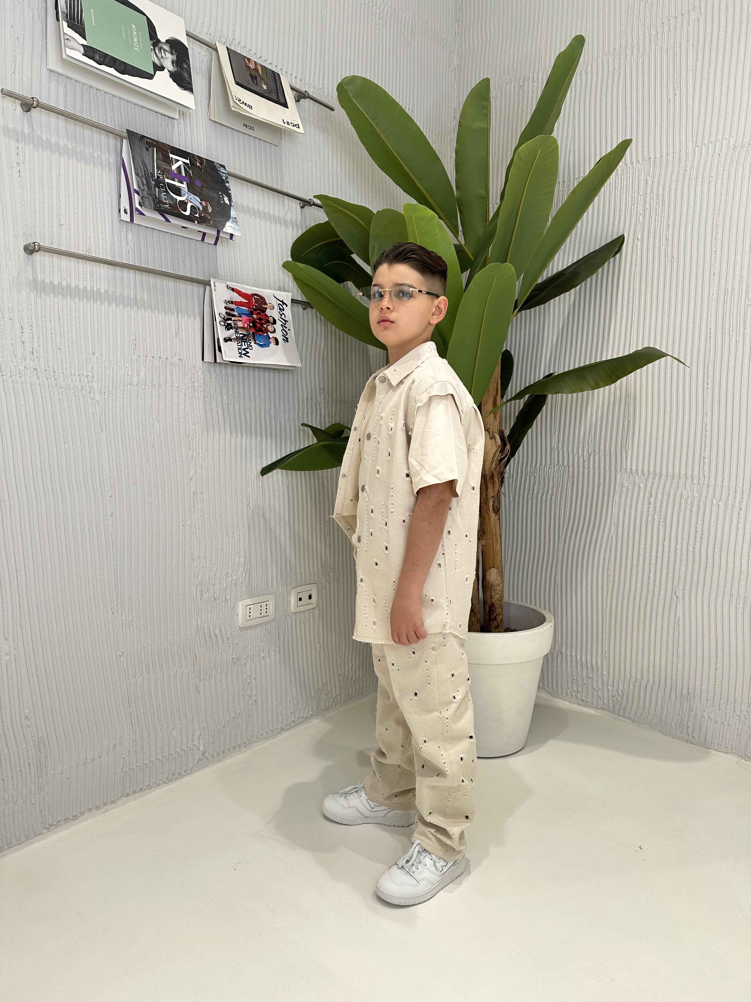 I'm Brian pantaloni kids beige traforato