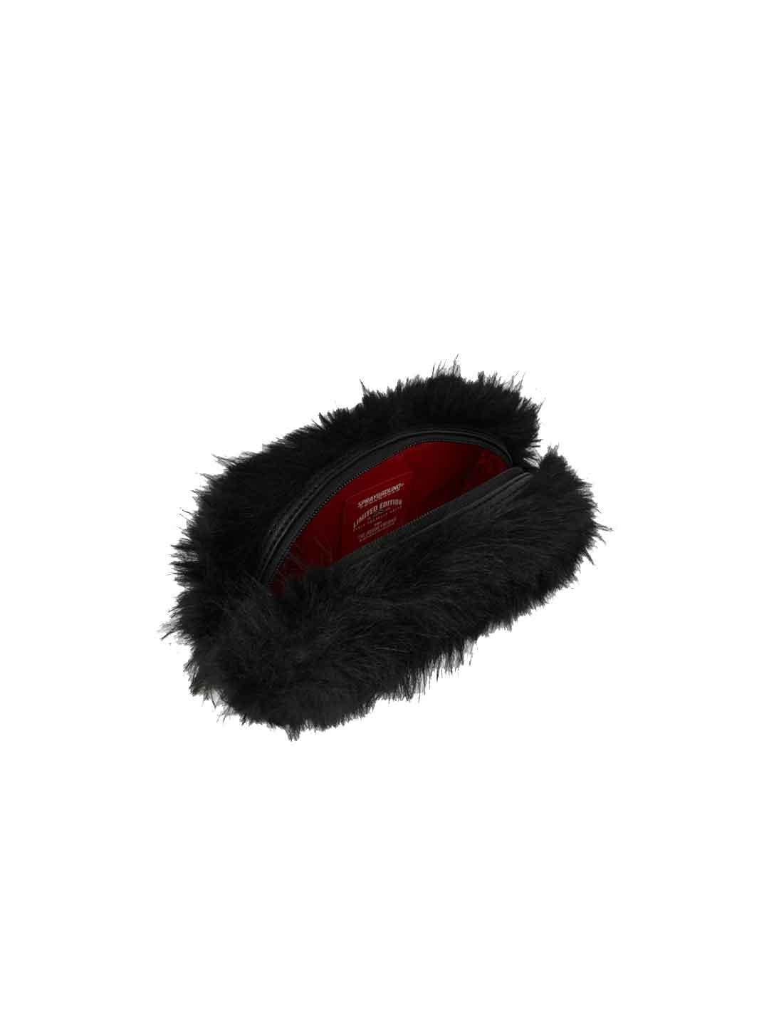 Sprayground pochette nero con pelliccia