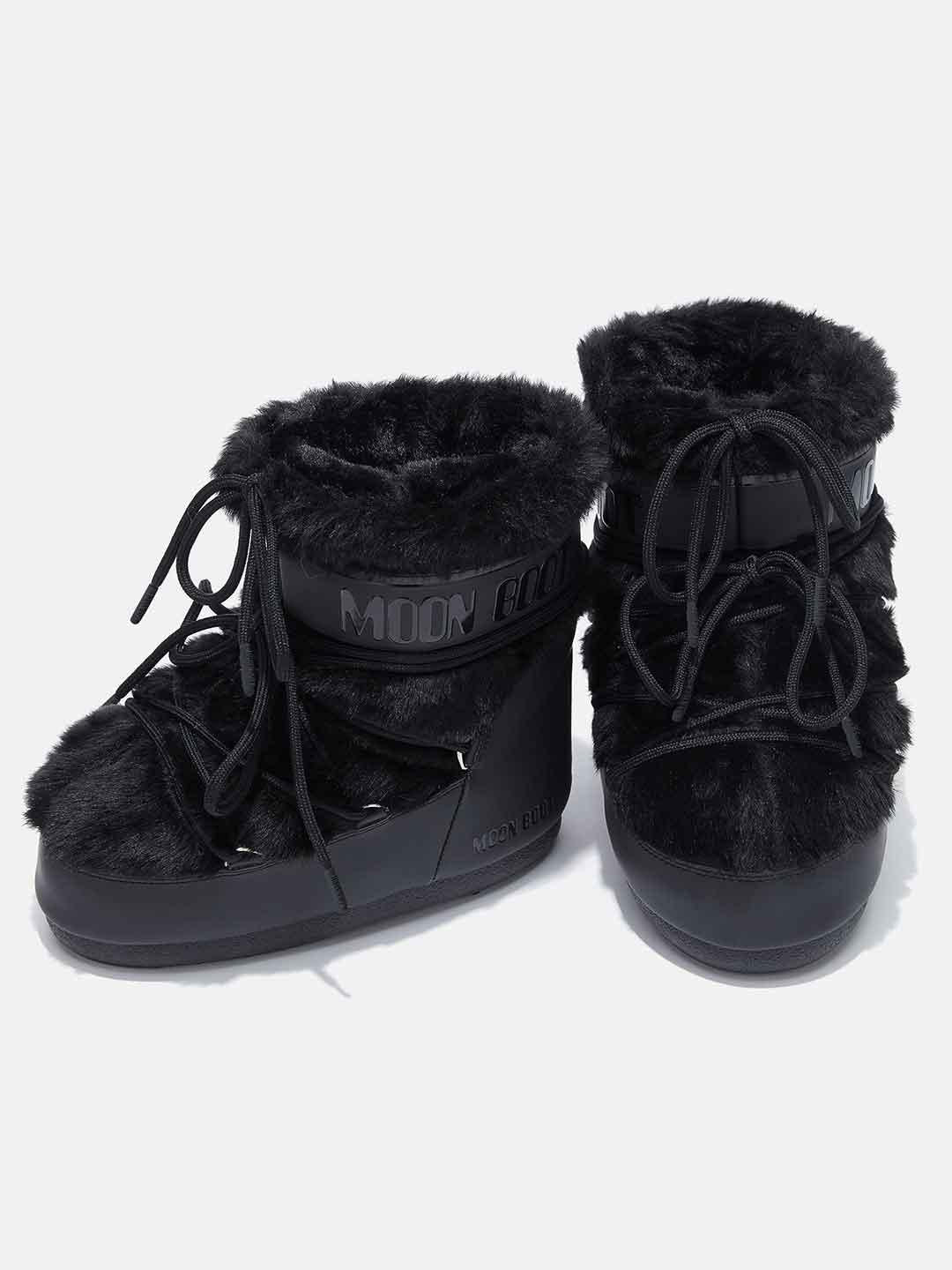 Moon Boot Icon Low stivale nero con pelliccia