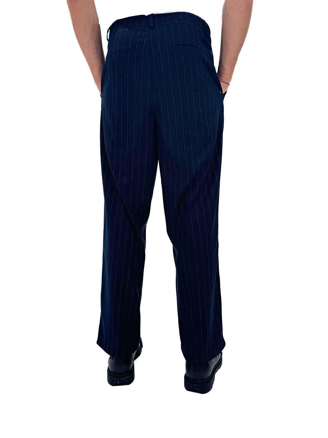 All or Nothing pantalone blu gessato