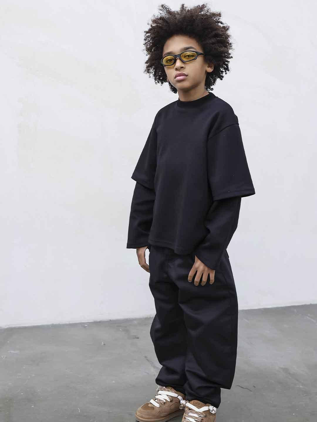 Present Day t-shirt kids nero manica lunga