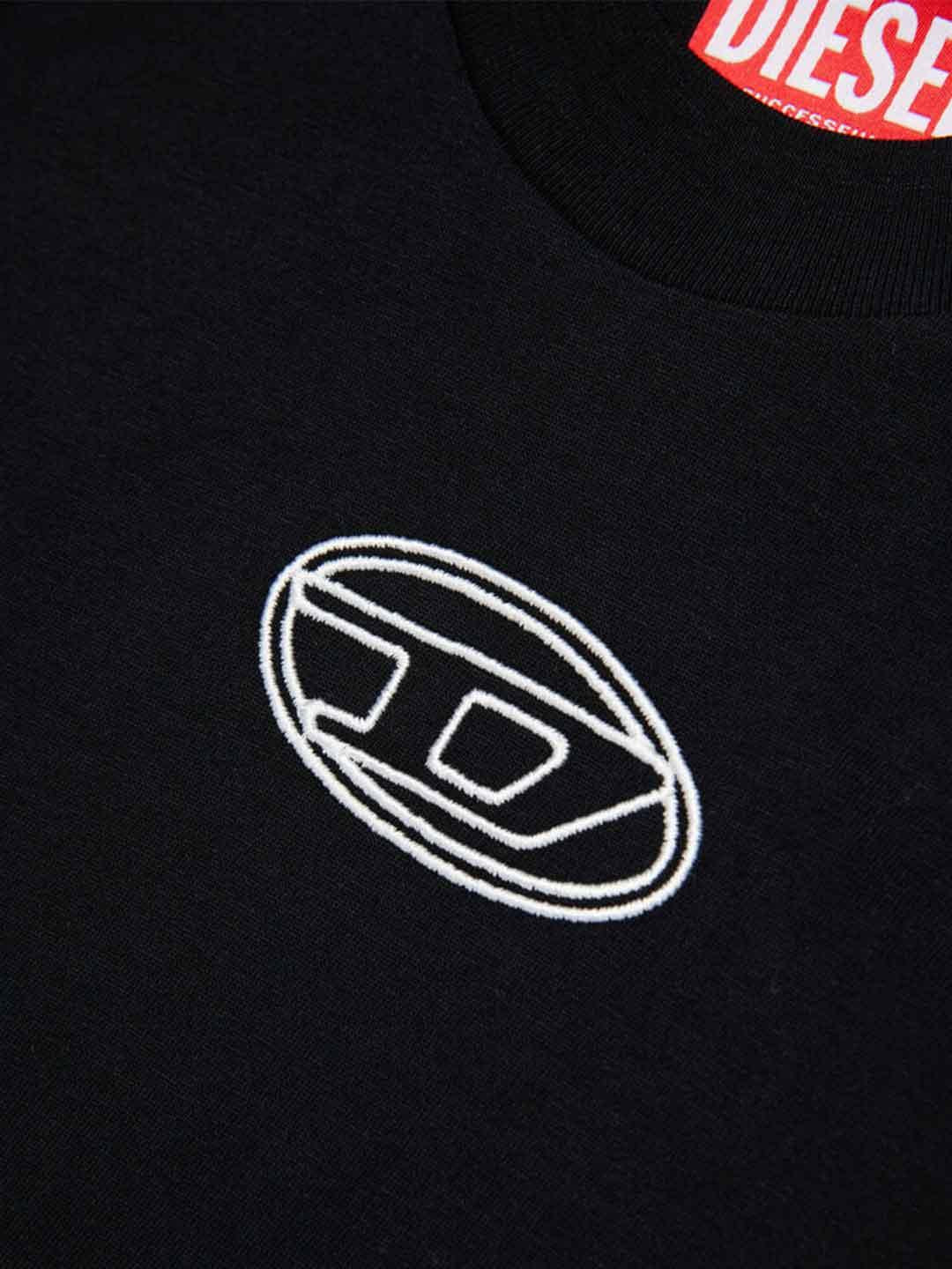 Diesel Tixan t-shirt nero crop con logo centrale