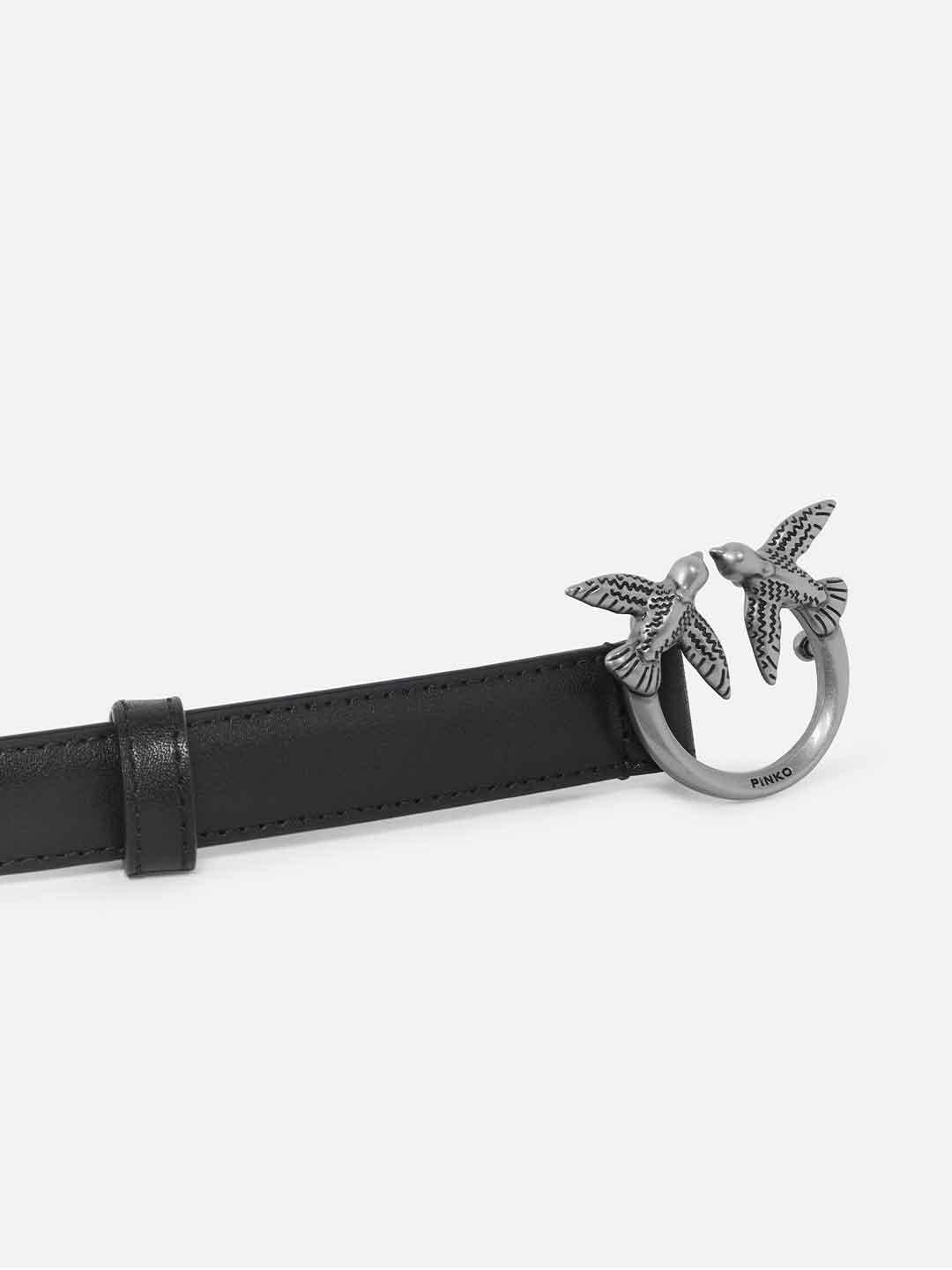 Pinko Love Berry H2 cintura nero e argento sottile