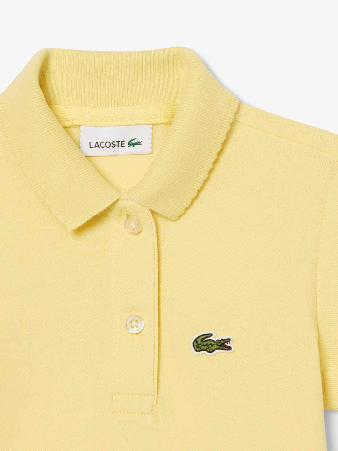 Lacoste t-shirt kids giallo con colletto ondulato