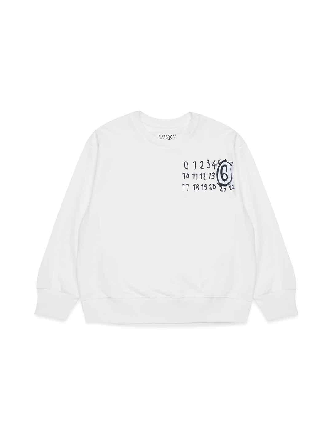 Maison Margiela felpa bianco con logo numerico