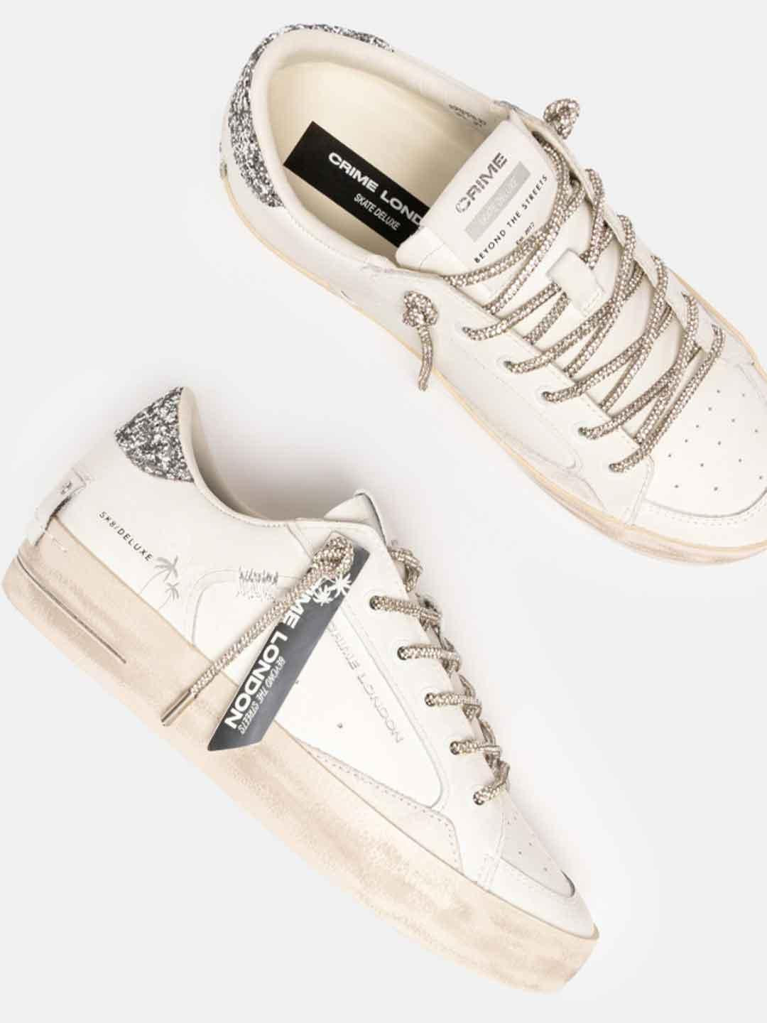 Crime Sk8 Deluxe sneakers bianco  con lacci in strass