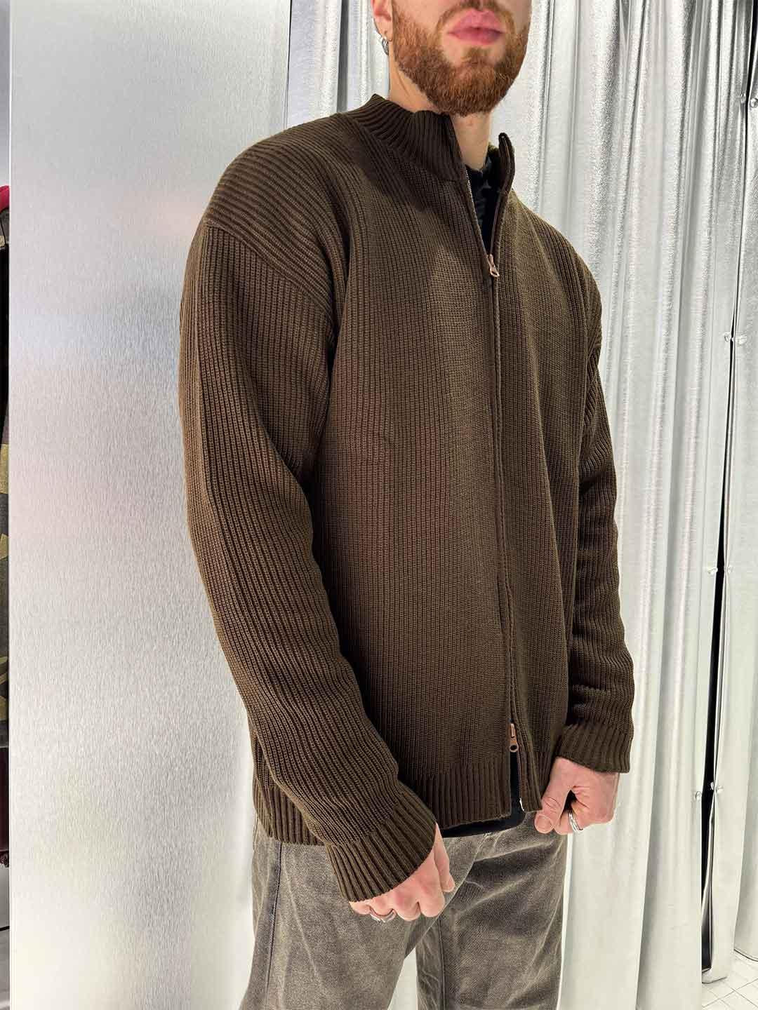All Or Nothing maglione marrone con zip