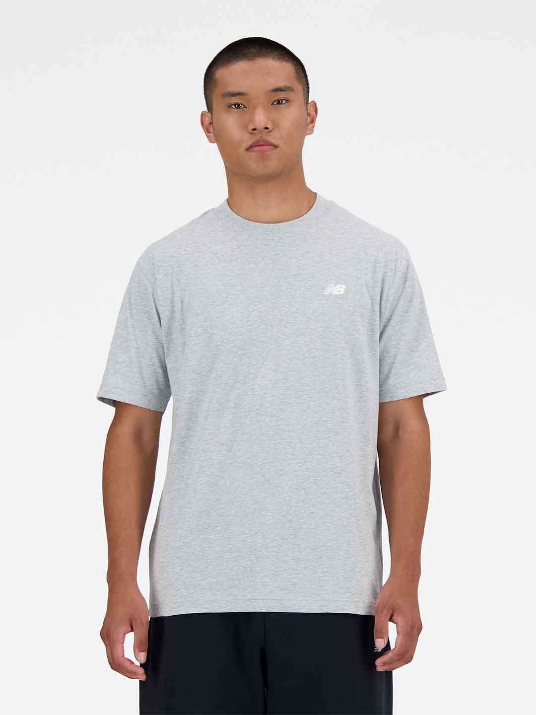 New Balance t-shirt grigio con logo bianco