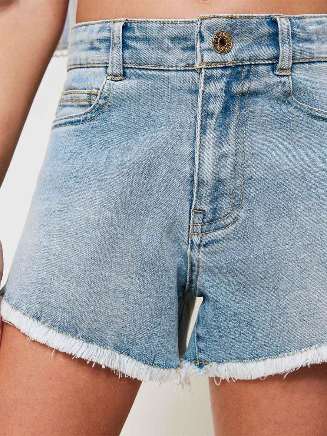 Twinset shorts kids in denim con orlo sfrangiato
