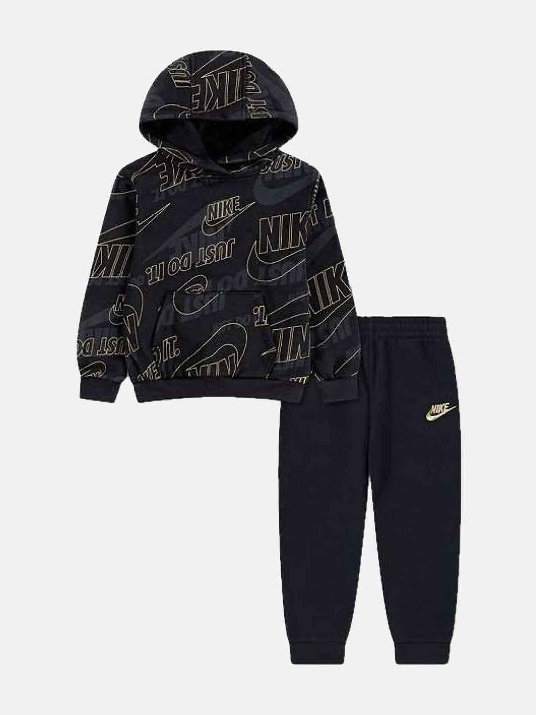 Nike coordinato kids nero multilogo