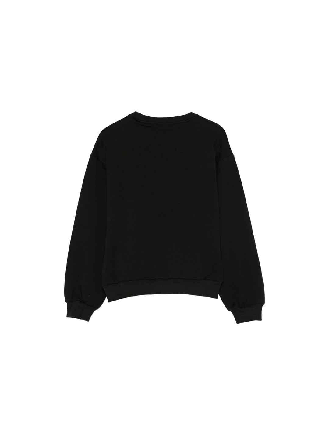 GCDS felpa kids nero girocollo con logo glitter
