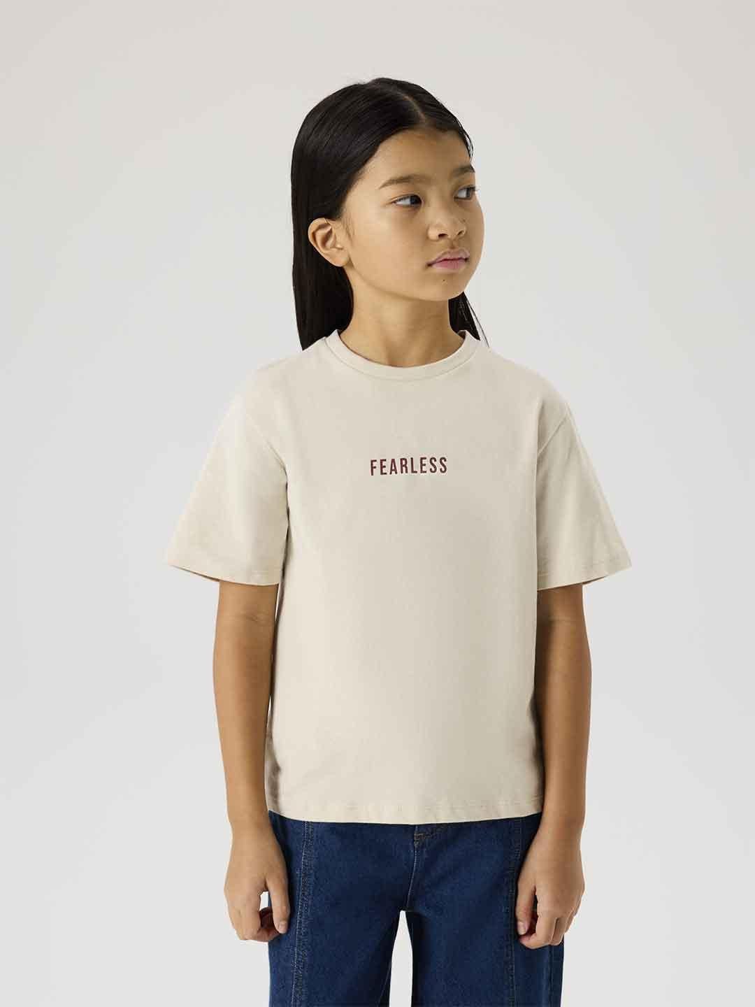Name It t-shirt kids beige stampa fearless