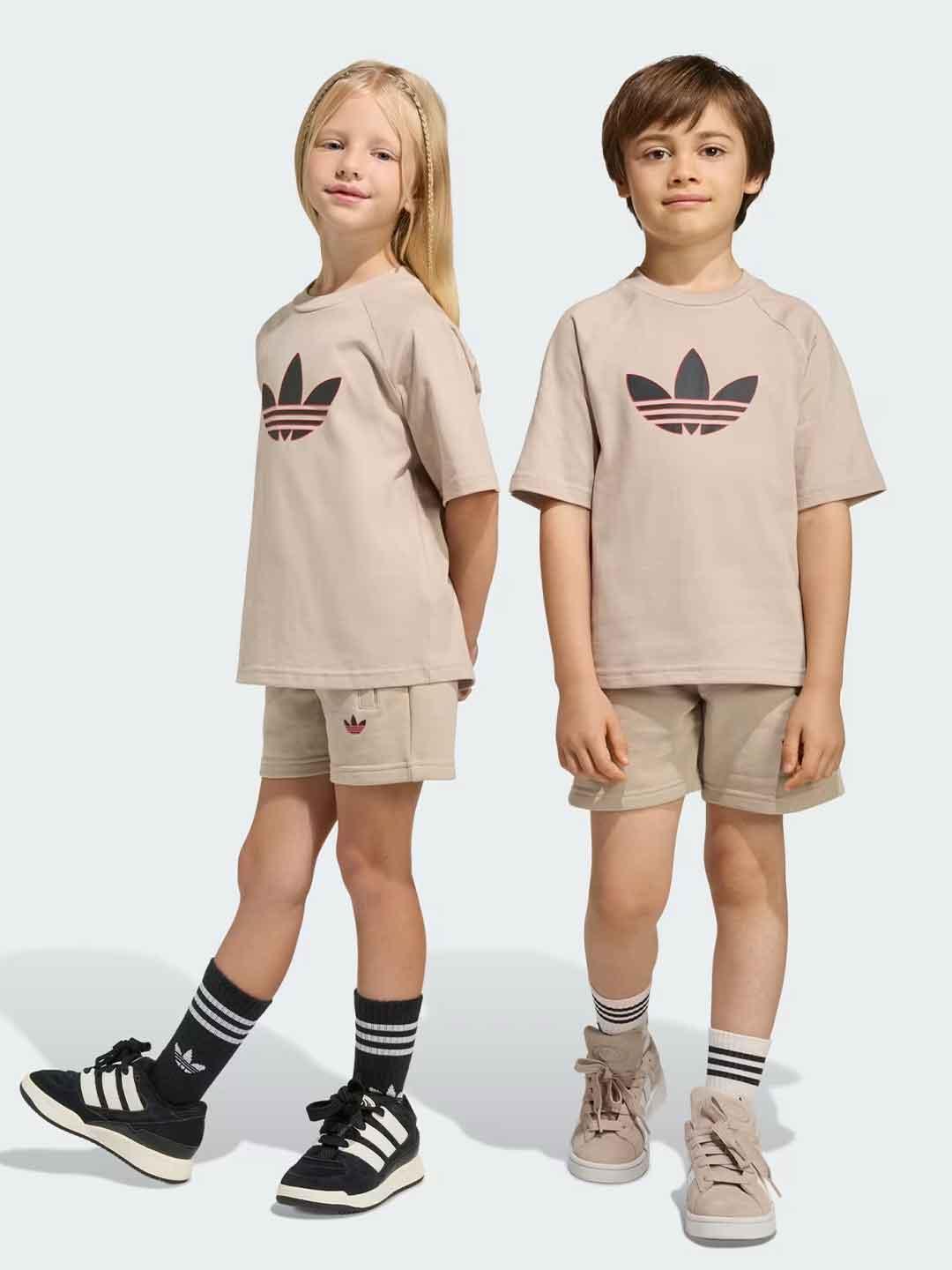 Adidas Tee Set coordinati kids beige