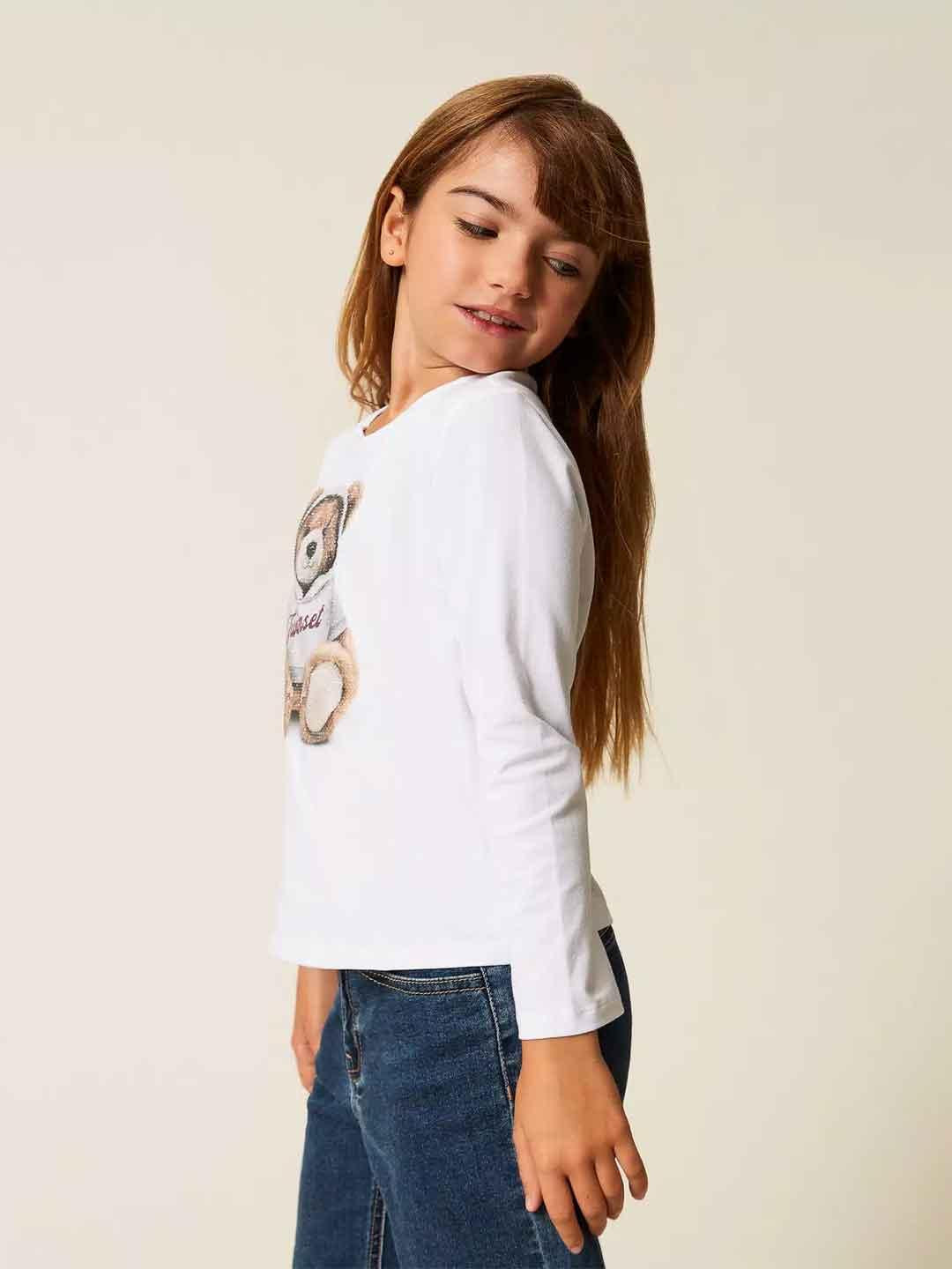 Twinset t-shirt kids bianco con stampa orsetto