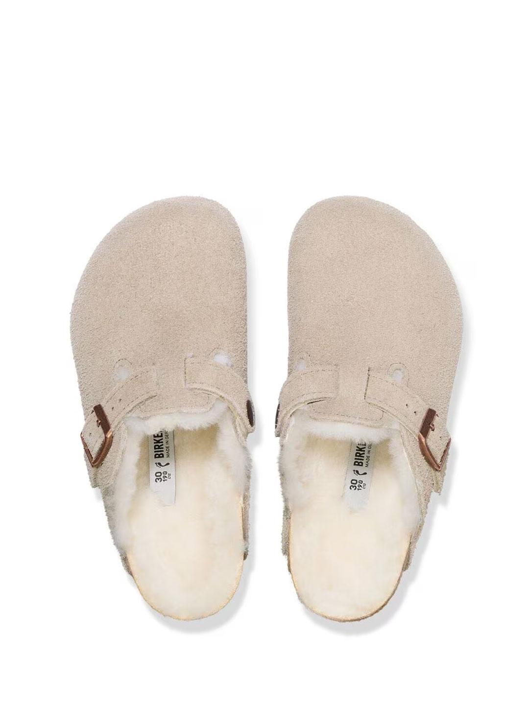 Birkenstock Boston sabot  kids beige con pelliccia