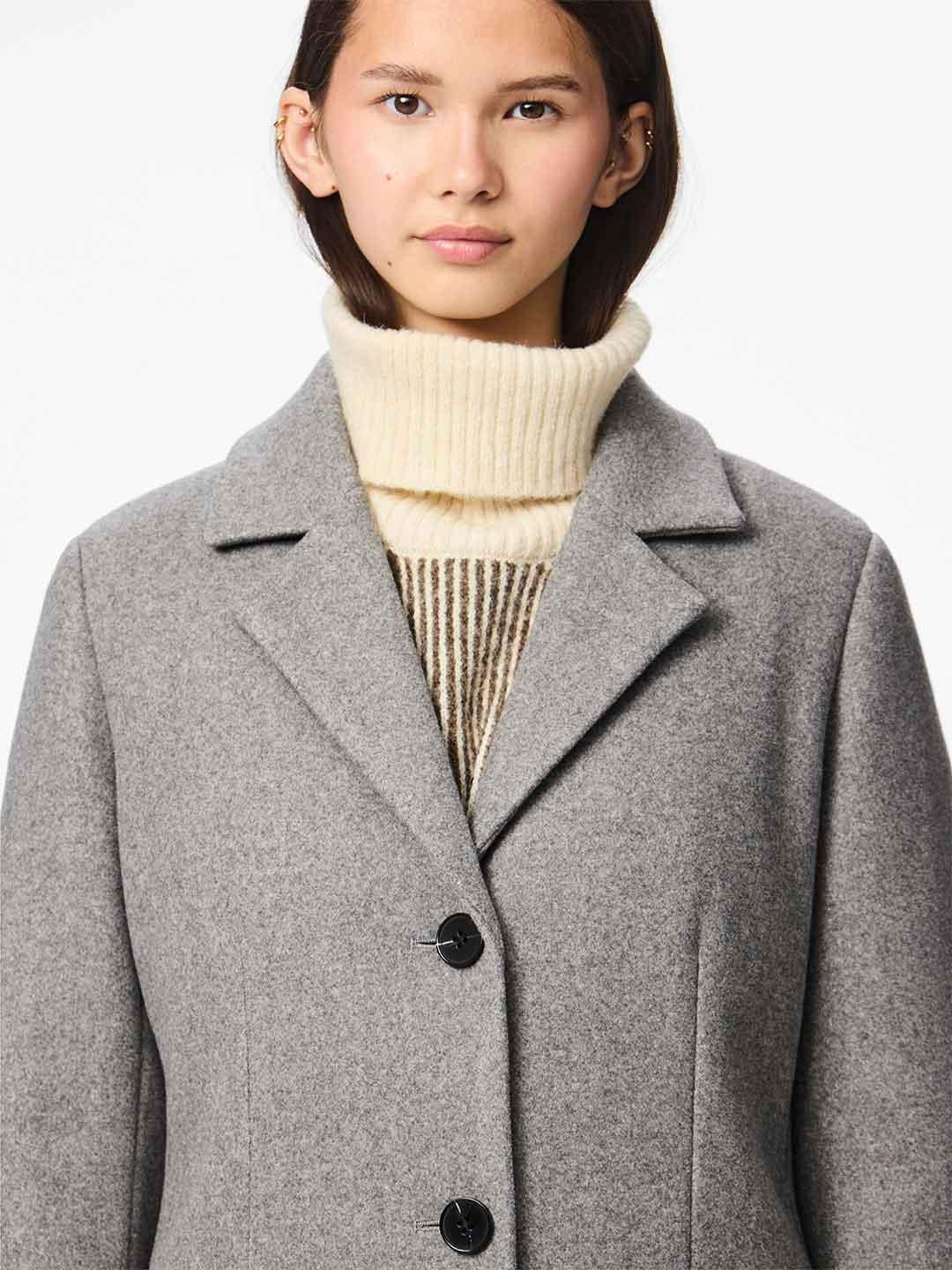 Pieces cappotto grigio lungo