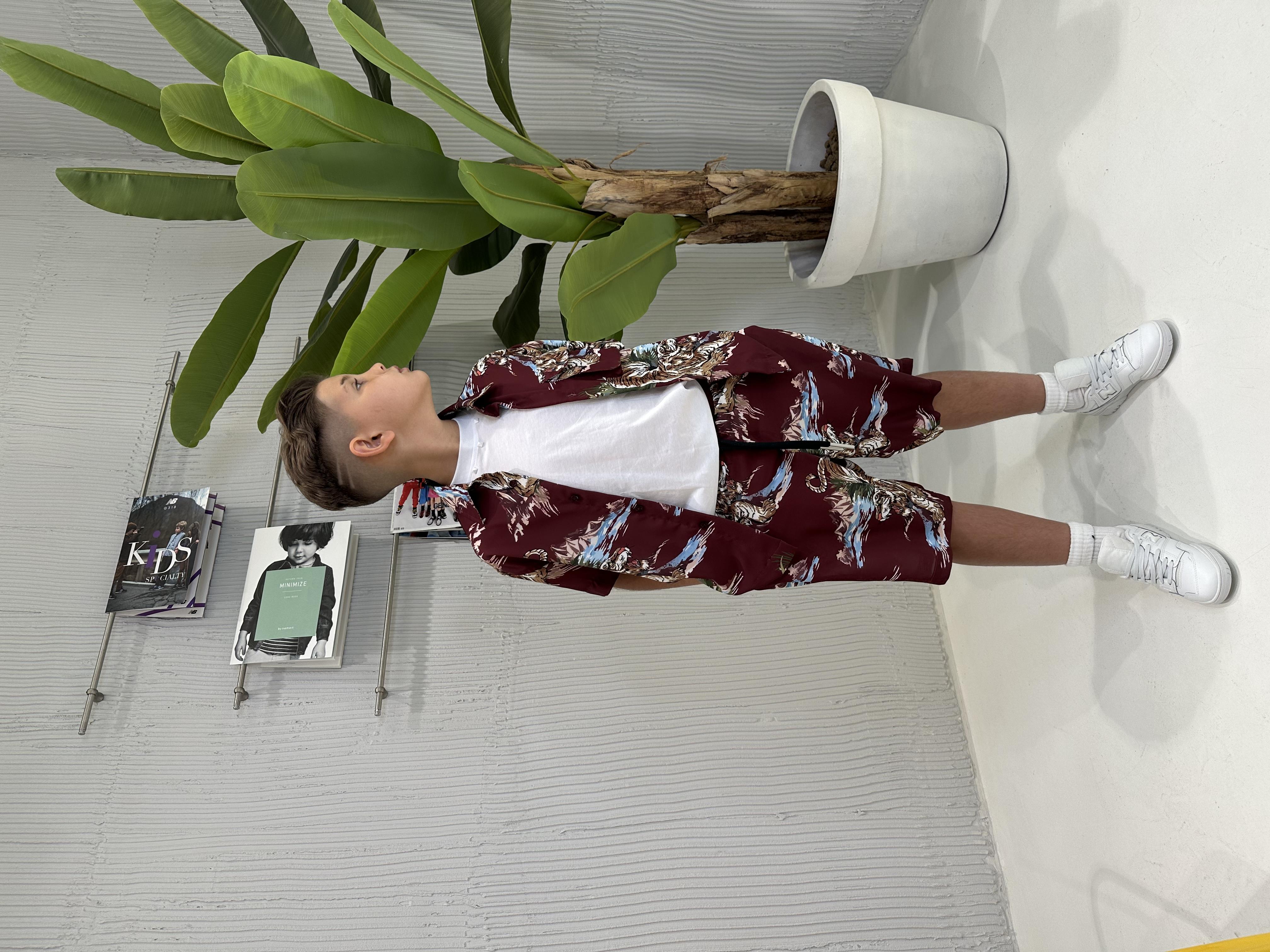 Yes London camicia kids bordeaux a fantasia