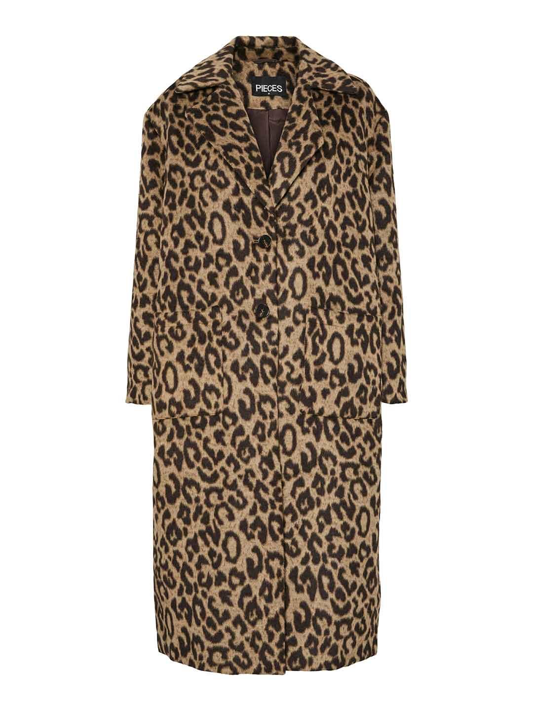 Pieces cappotto maculato lungo