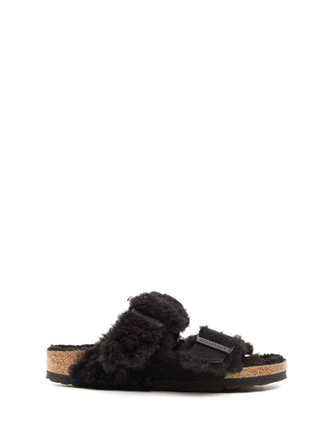 Birkenstock Arizona sandali nero con pelliccia