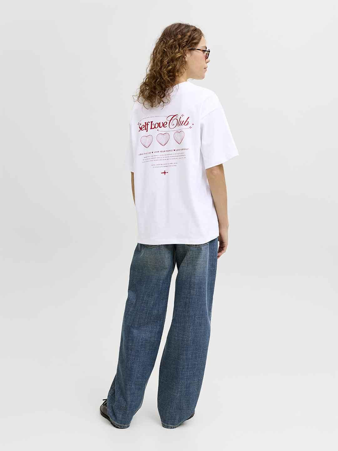 JJXX t-shirt bianco grafica love