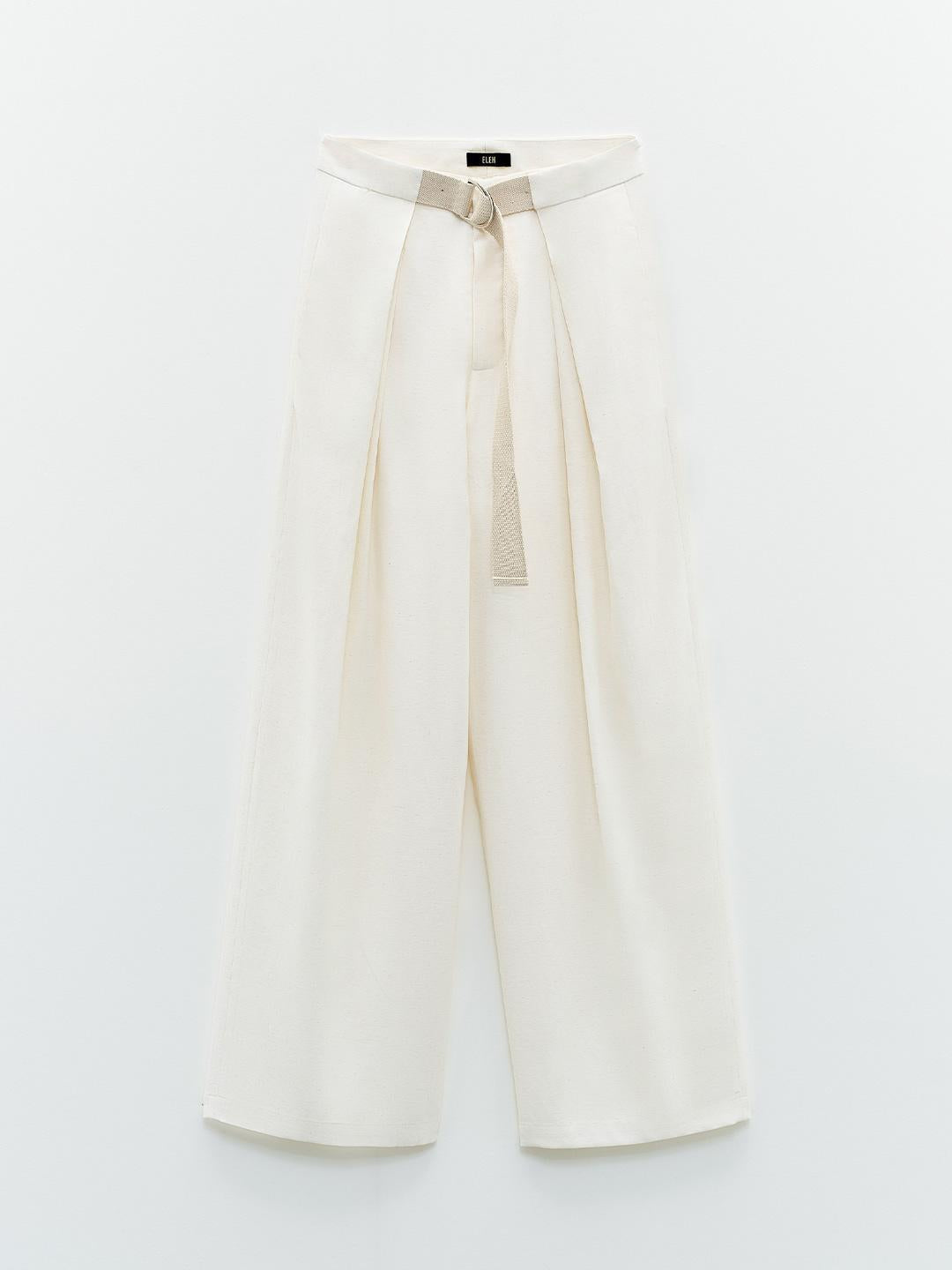 Eleh pantaloni panna con cintura