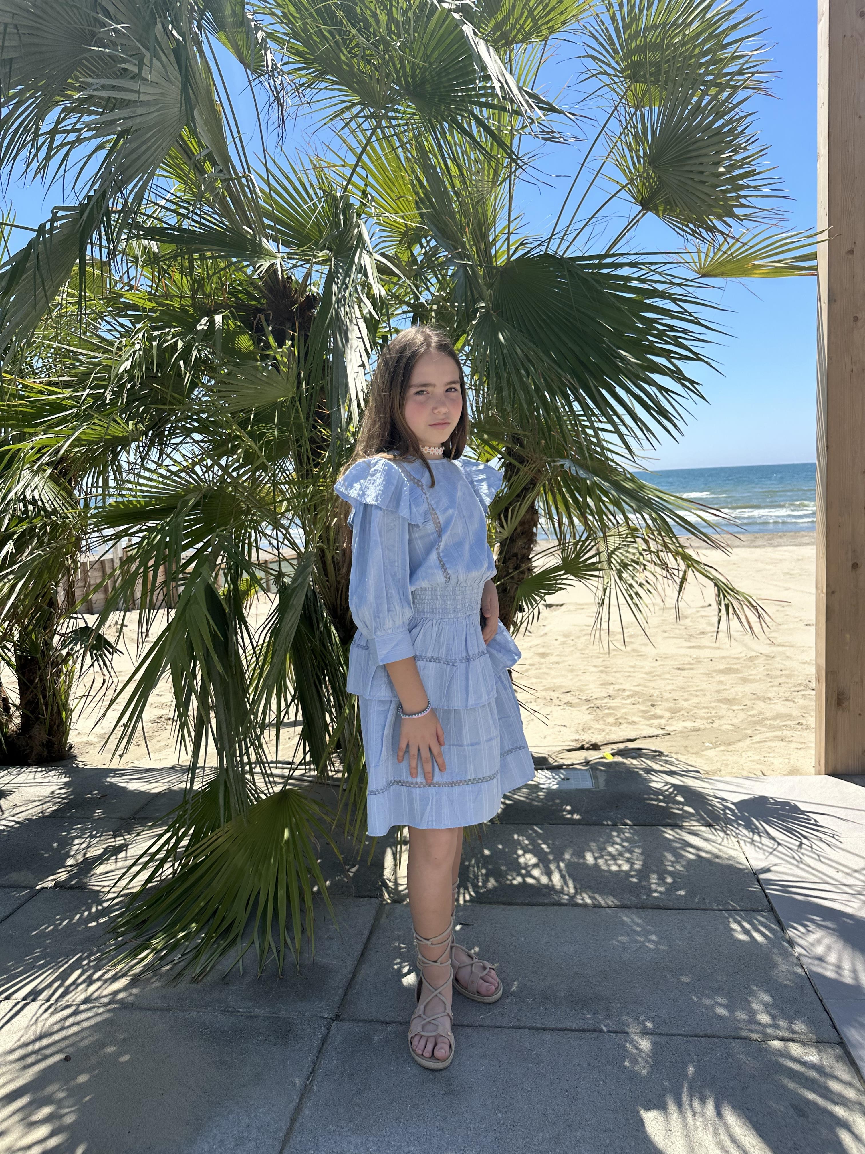 Name It abito kids celeste con volant sulle spalle