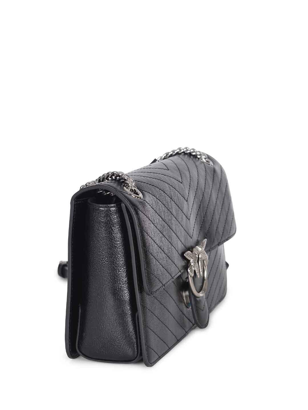 Pinko Love One Light Classic borsa nero e argento