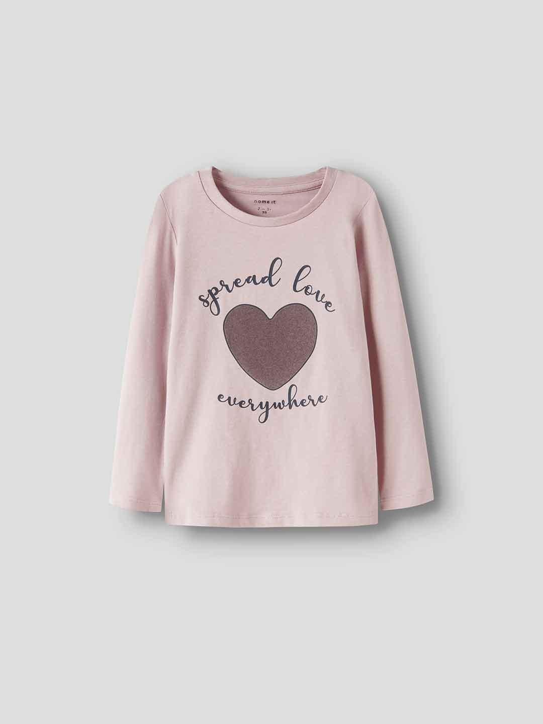 Name It t-shirt kids rosa con stampa cuore