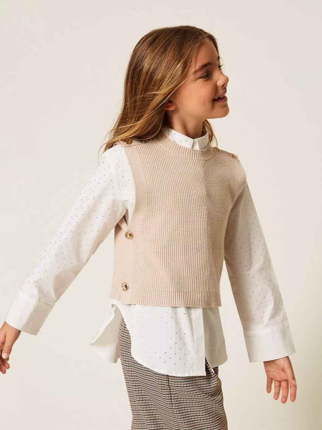 Twinset gilet kids beige in lana