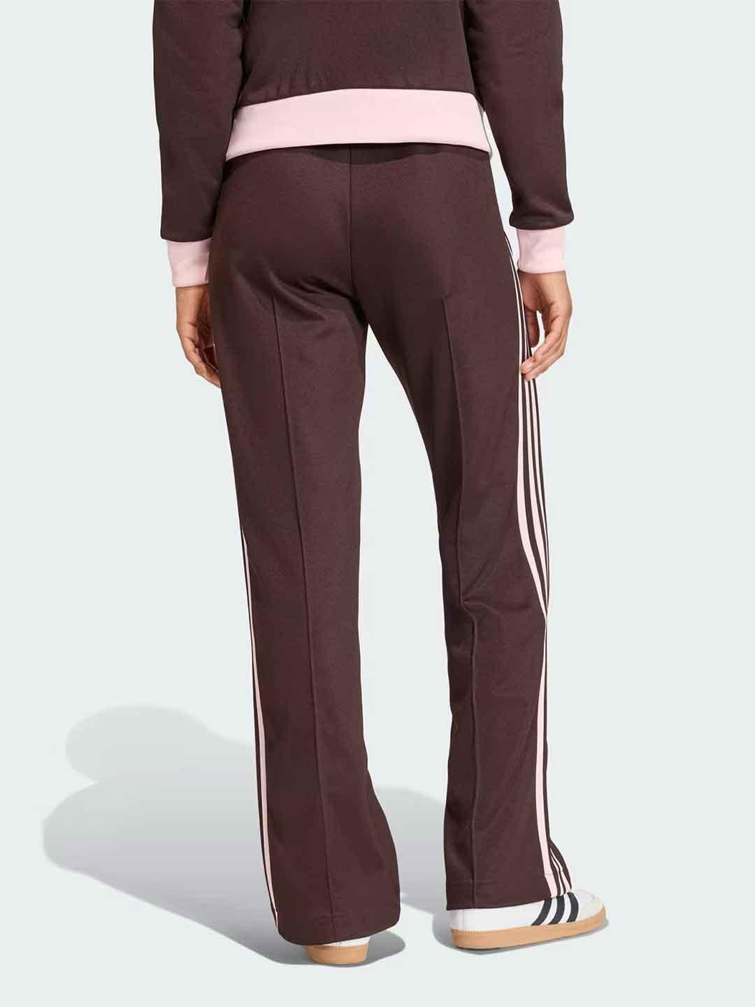 Adidas pantaloni marrone con bande rosa