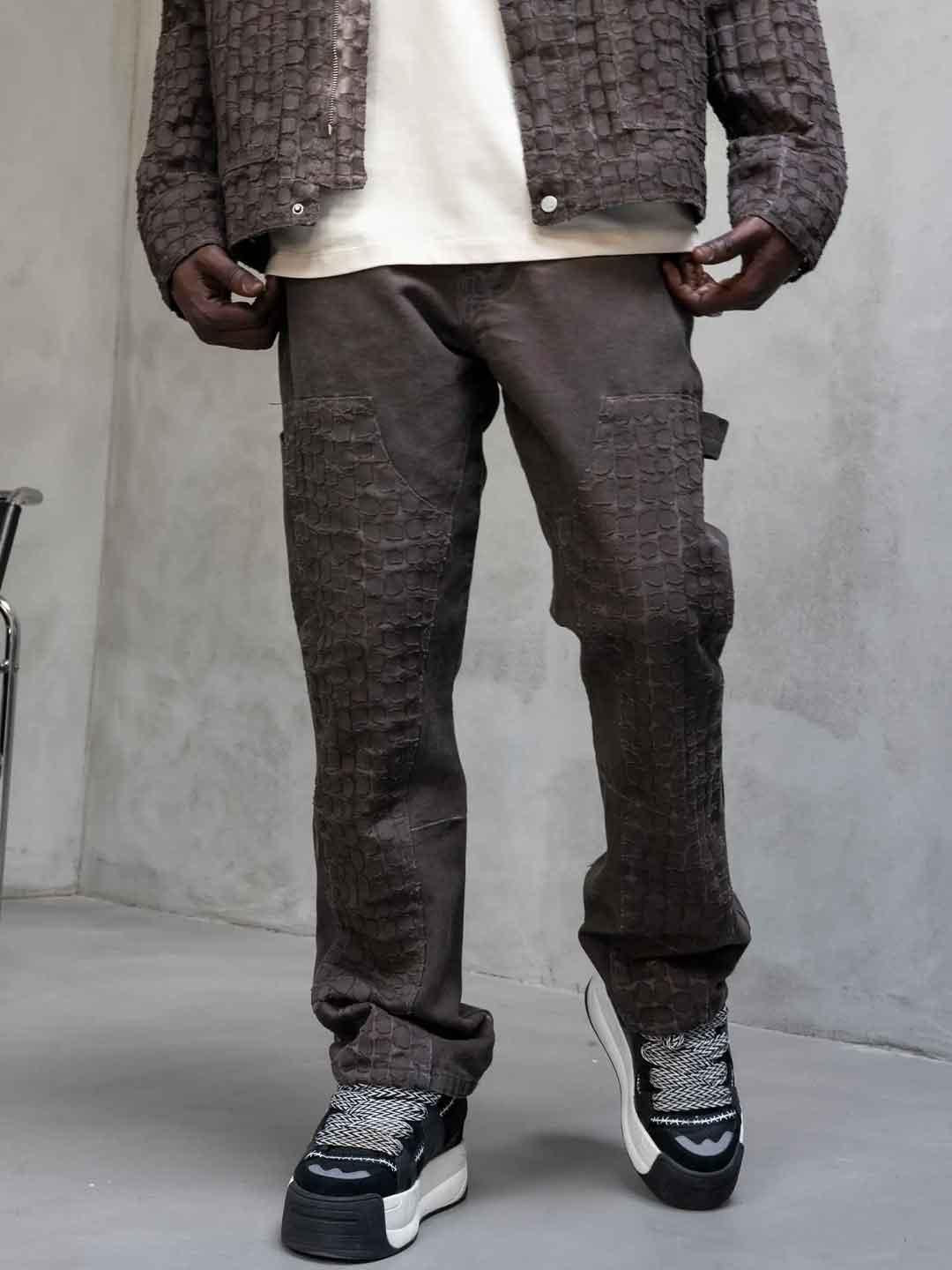 Black Island jeans marrone con motivo geometrico