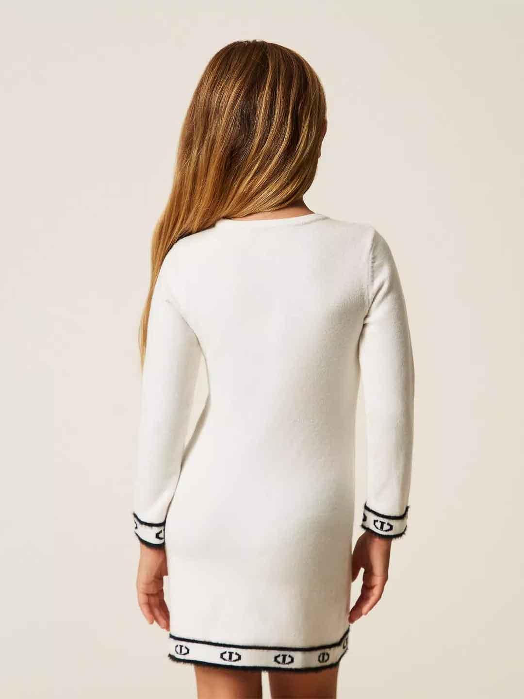 Twinset abito kids bianco in lana