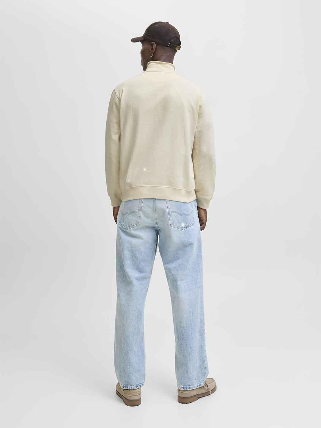 Jack & Jones felpa panna in pile con zip
