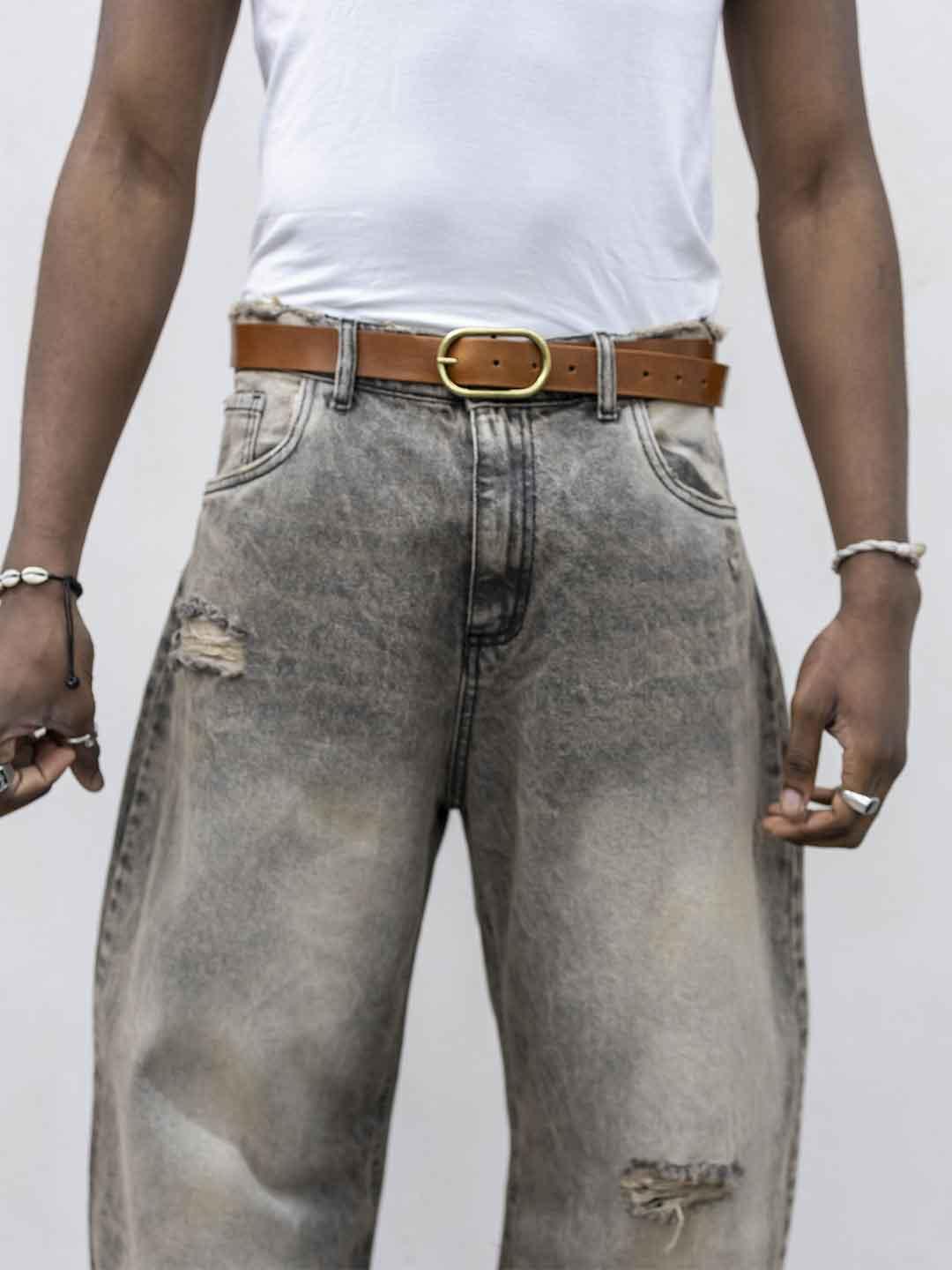 Present Day jeans beige modello balloon