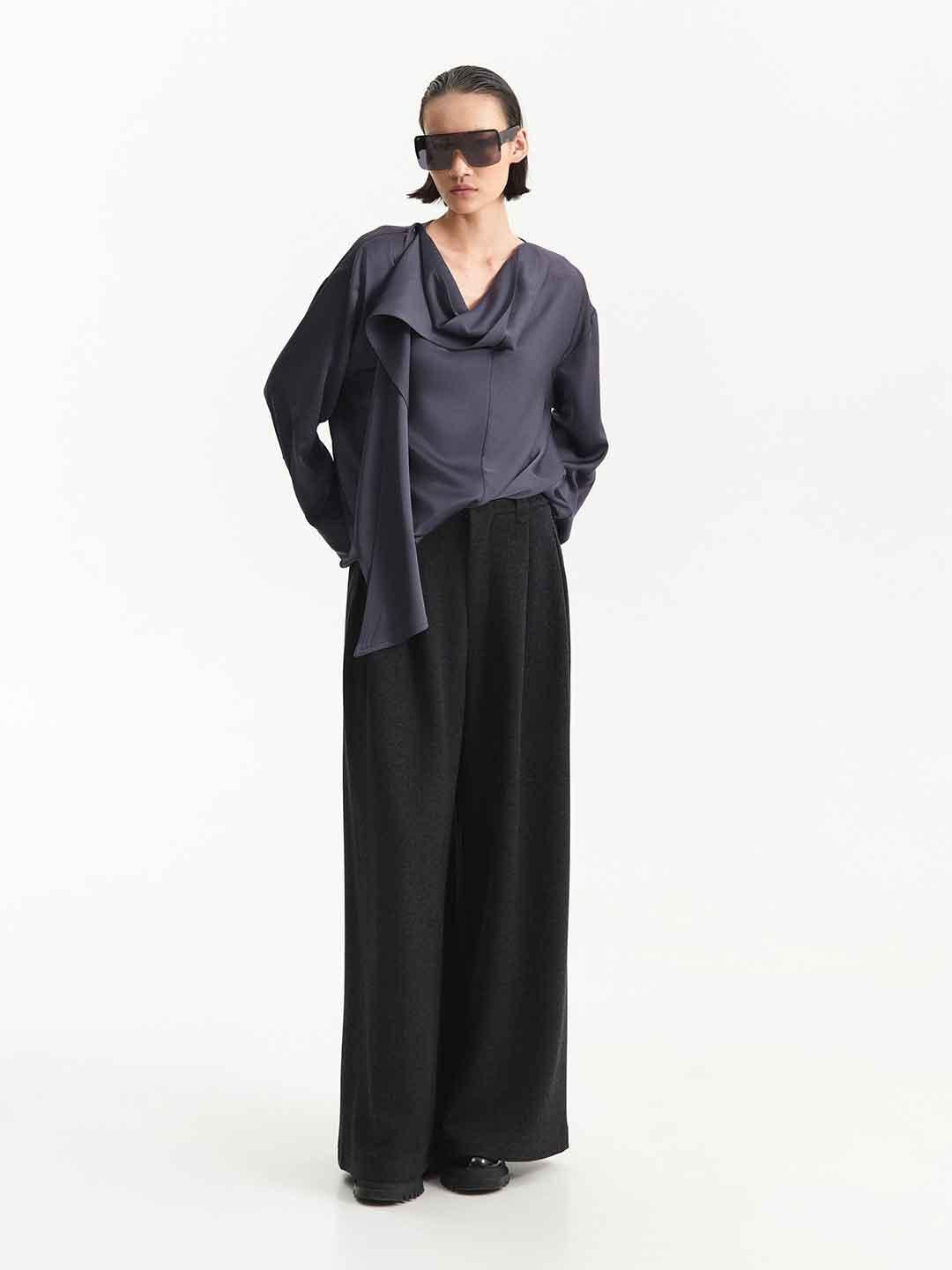 Eleh pantaloni nero con pinces