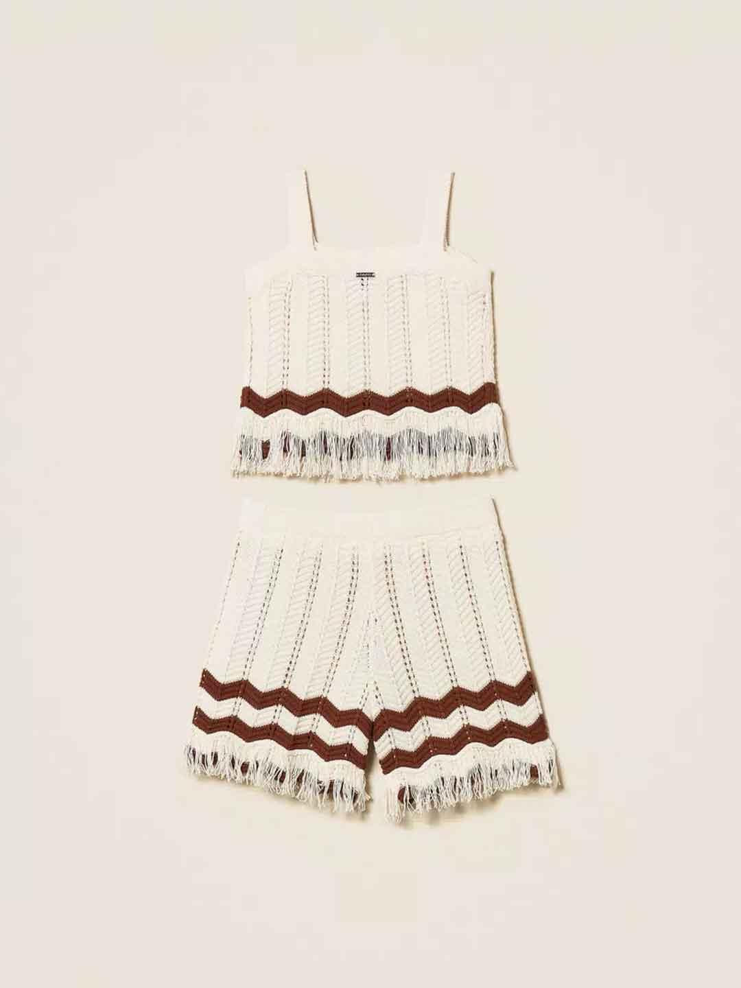 Twinset coordinato kids panna in maglia