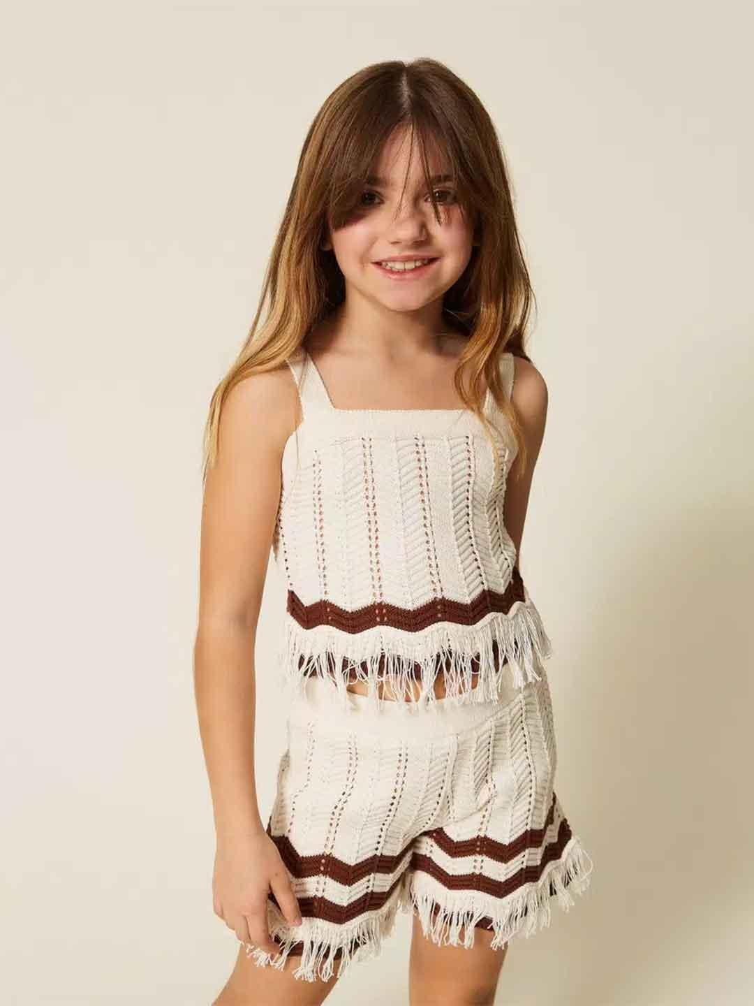 Twinset coordinato kids panna in maglia