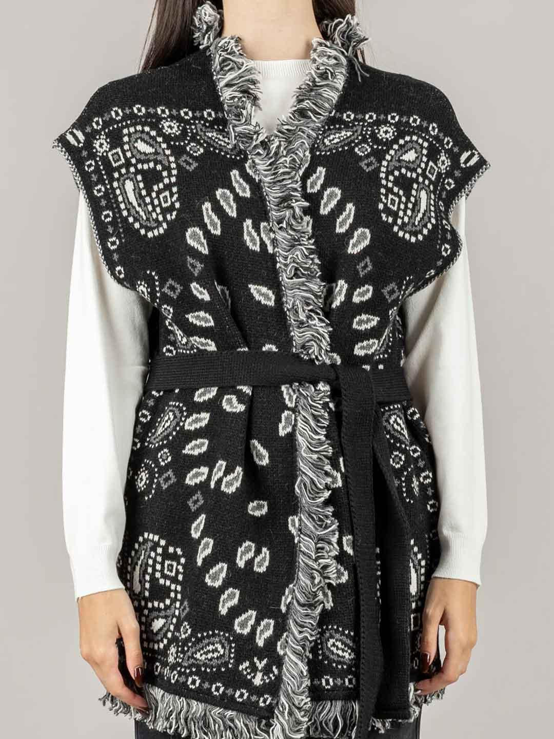 Tensione In gilet nero fantasia bandana
