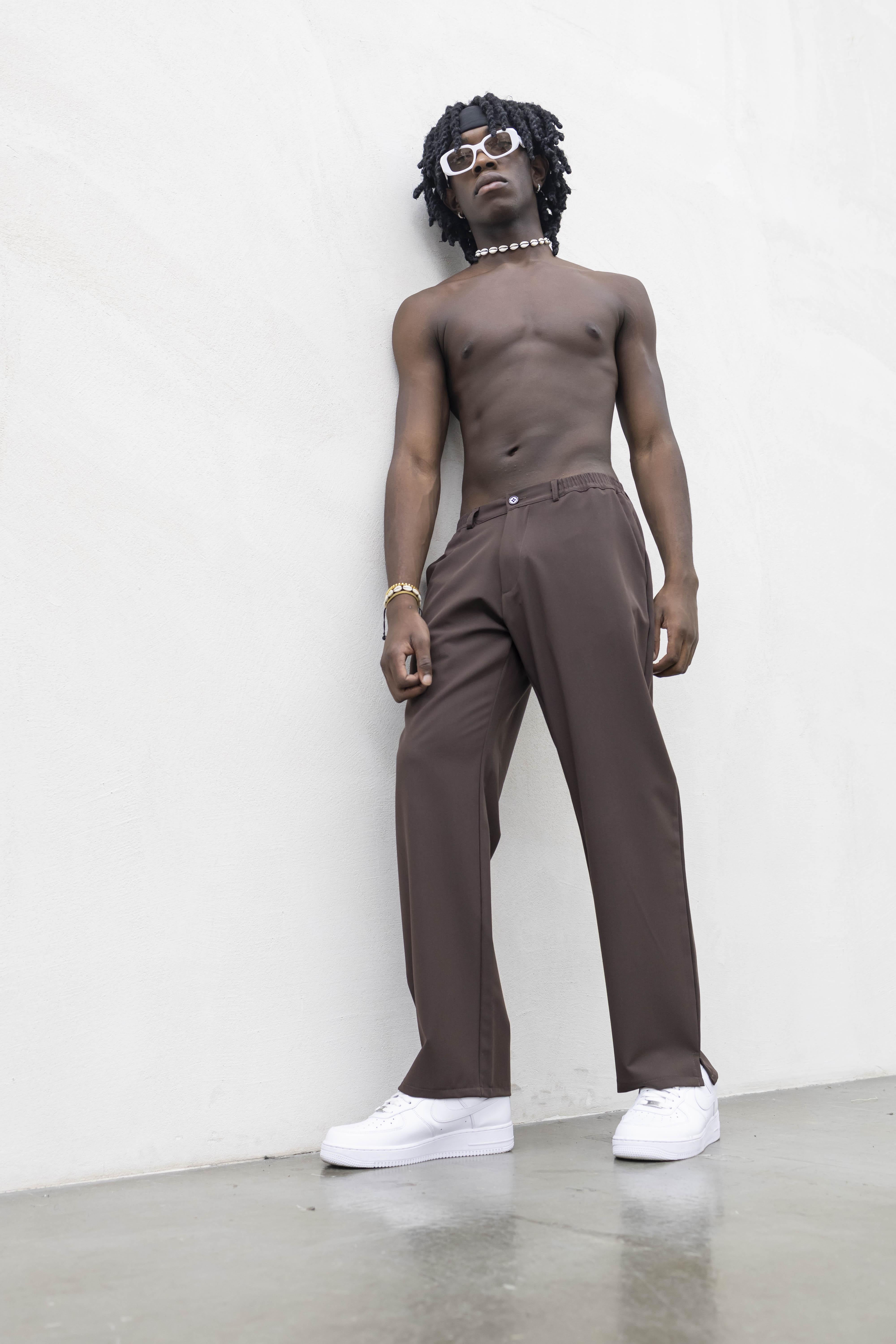 Tokyo pantaloni marrone simply con spacchetti