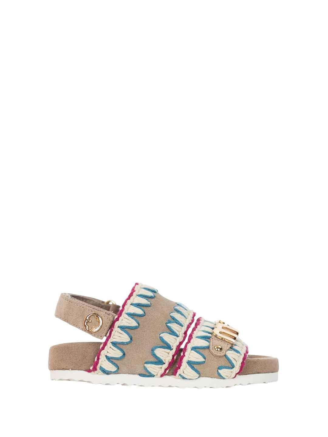 Mou sandali kids beige con logo in metallo