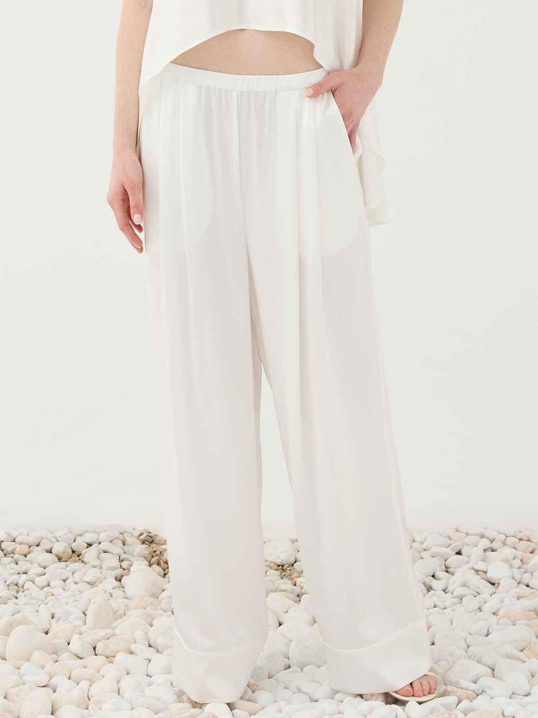 Eleh pantaloni bianco in raso
