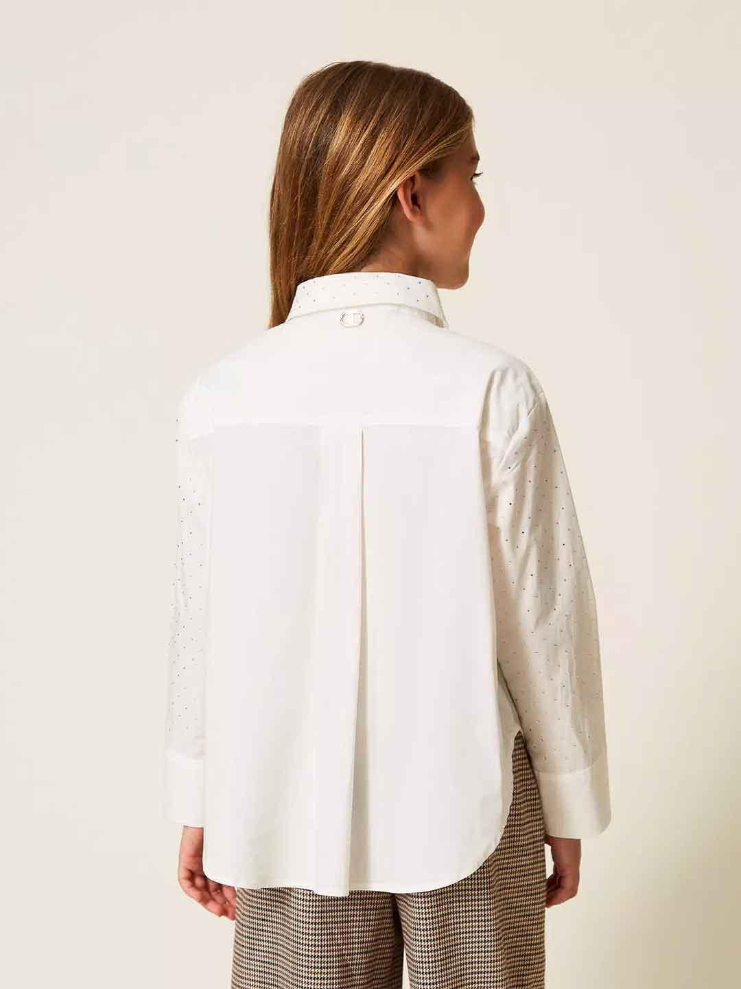 Twinset camicia kids bianco con strass