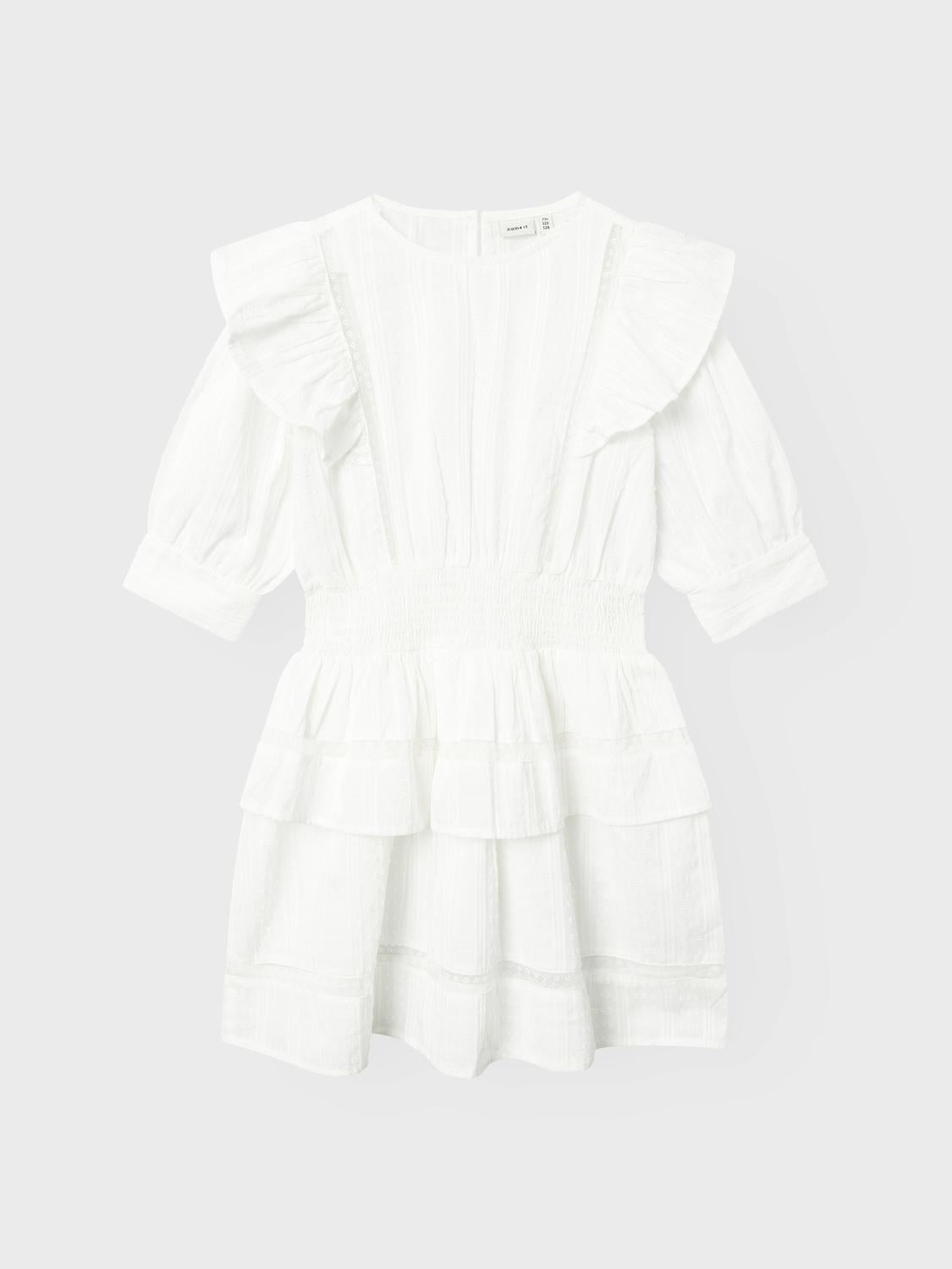 Name It abito kids bianco con volant sulle spalle