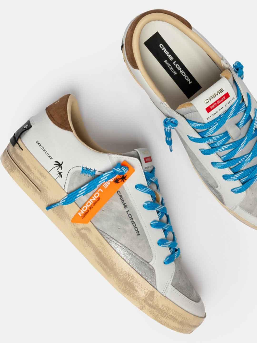 Crime Sk8 Deluxe sneakers bianco tab cuoio