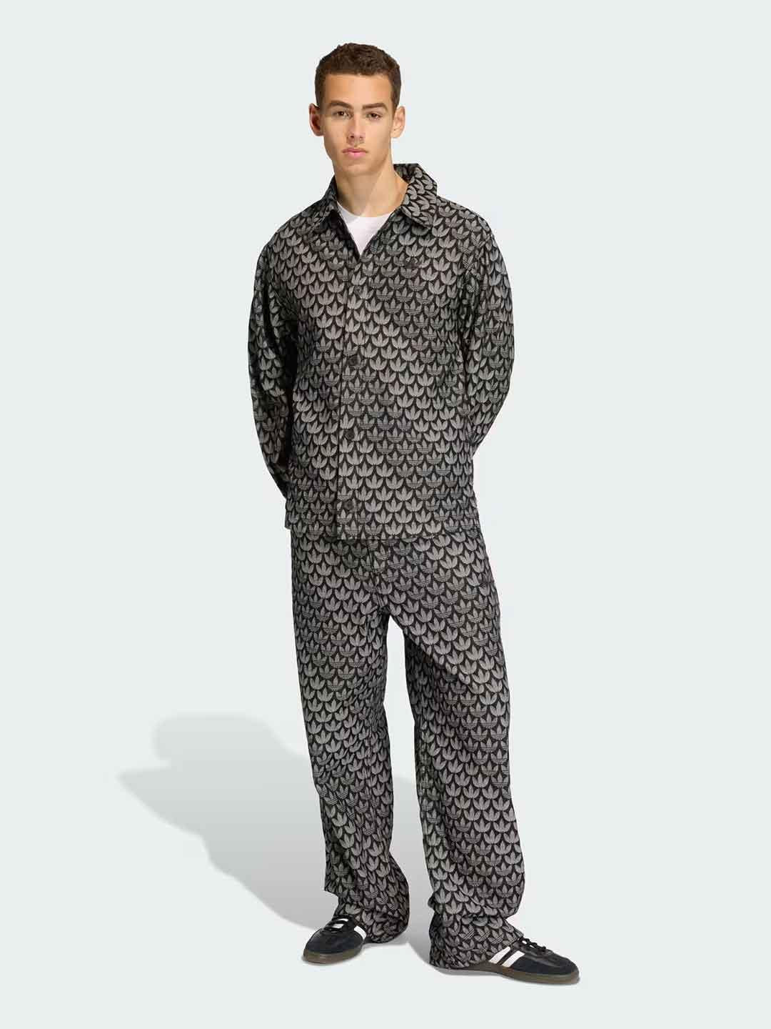 Adidas camicia nero in denim multilogo
