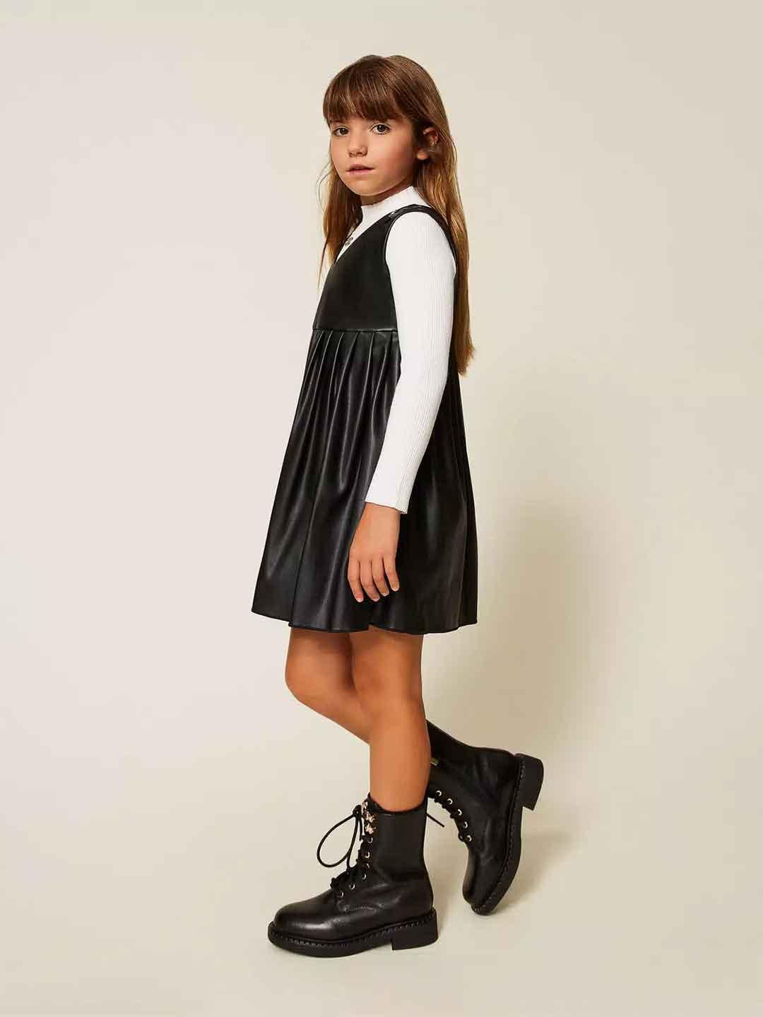 Twinset abito kids nero in pelle