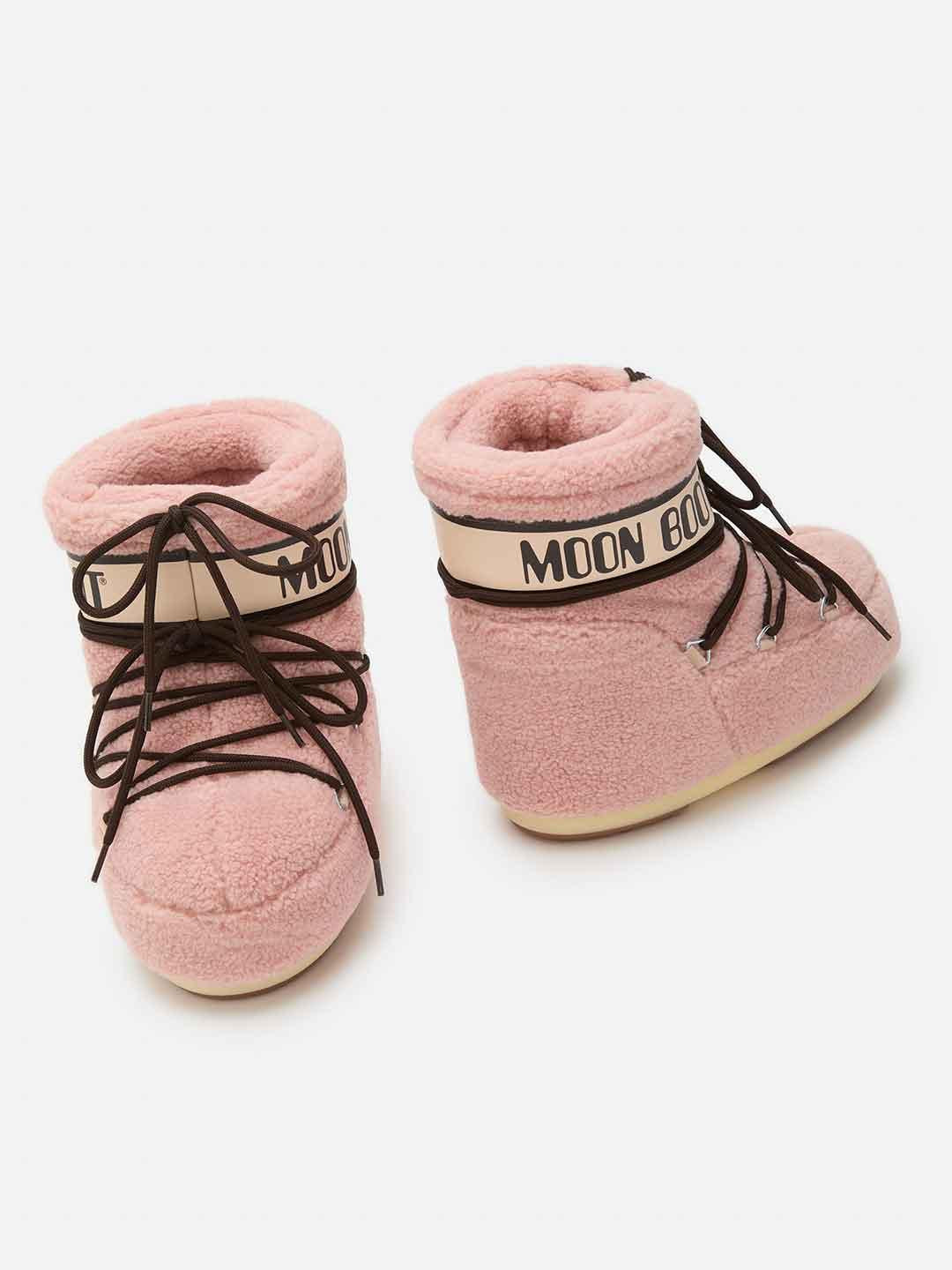 Moon Boot Icon Low Fleece stivale rosa in teddy